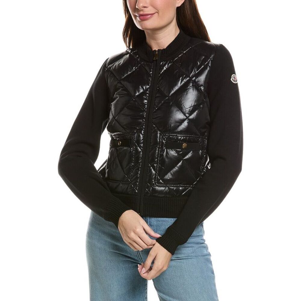 Moncler Womens Quilted Front Down Jacket, Black